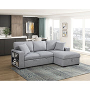 9630GY*22LRC (2)Sectional with Right Chaise, Pull-out Bed, Hidden Storage and Shelves, Charging Ports - 9630GY*22LRC