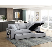 9630GY*22LRC (2)Sectional with Right Chaise, Pull-out Bed, Hidden Storage and Shelves, Charging Ports - 9630GY*22LRC