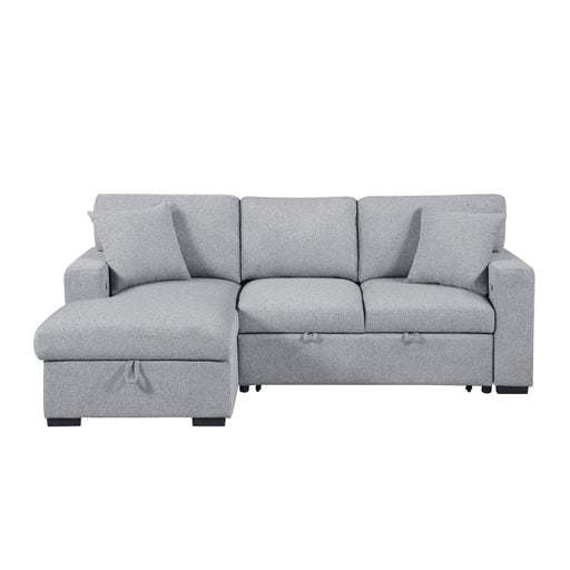 9630GY*2LC2R (2)Sectional with Left Chaise, Pull-out Bed, Hidden Storages and Shelves, Charging Ports - 9630GY*2LC2R