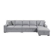 9630GY*32LRC (3)Sectional with Right Chaise, Pull-out Bed, Hidden Storages and Shelves, Charging Ports - 9630GY*32LRC