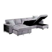 9630GY*32LRC (3)Sectional with Right Chaise, Pull-out Bed, Hidden Storages and Shelves, Charging Ports - 9630GY*32LRC