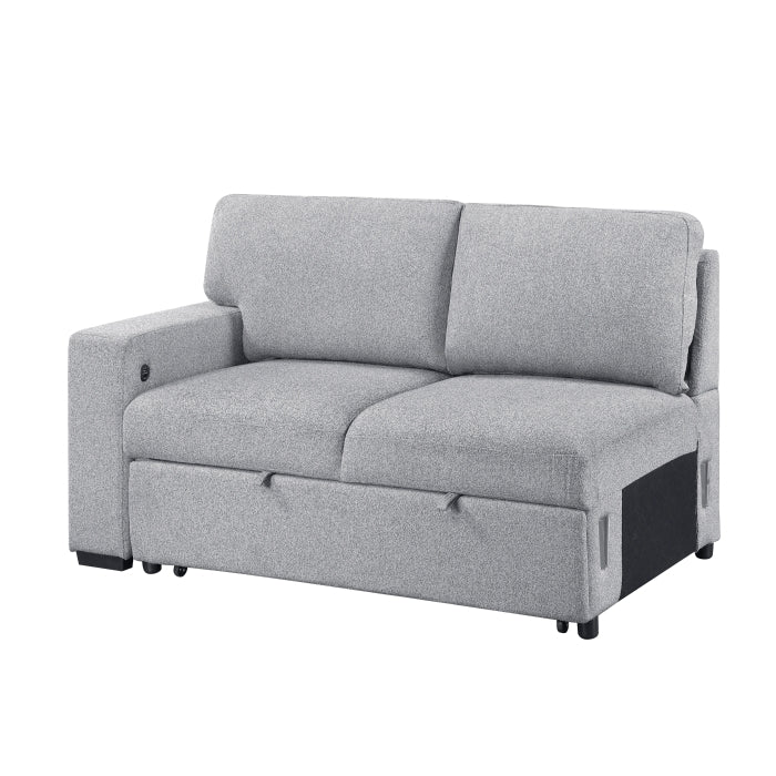 9630GY*32LRC (3)Sectional with Right Chaise, Pull-out Bed, Hidden Storages and Shelves, Charging Ports - 9630GY*32LRC