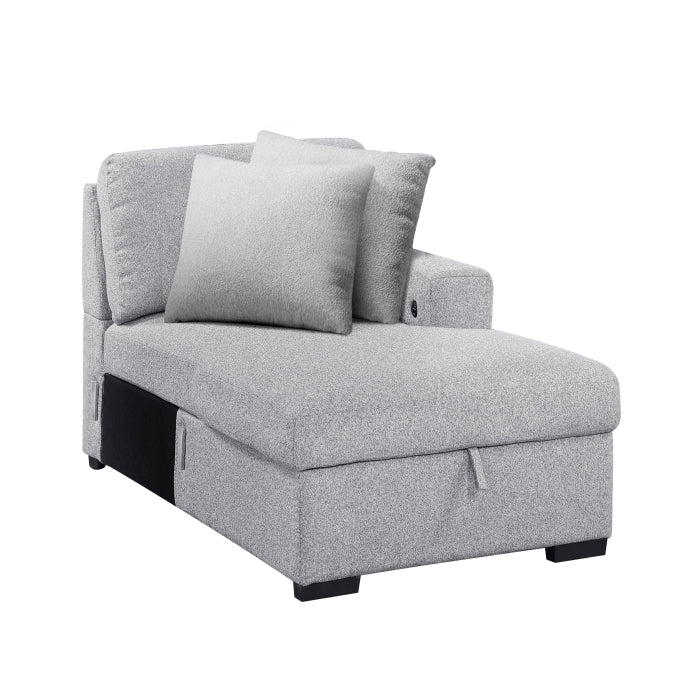 9630GY*32LRC (3)Sectional with Right Chaise, Pull-out Bed, Hidden Storages and Shelves, Charging Ports - 9630GY*32LRC