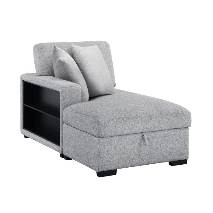 9630GY*3LC2R (3)Sectional with Left Chaise, Pull-out Bed Hidden Storages and Shelves, Charging Ports - 9630GY*3LC2R