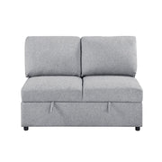 9630GY*3LC2R (3)Sectional with Left Chaise, Pull-out Bed Hidden Storages and Shelves, Charging Ports - 9630GY*3LC2R