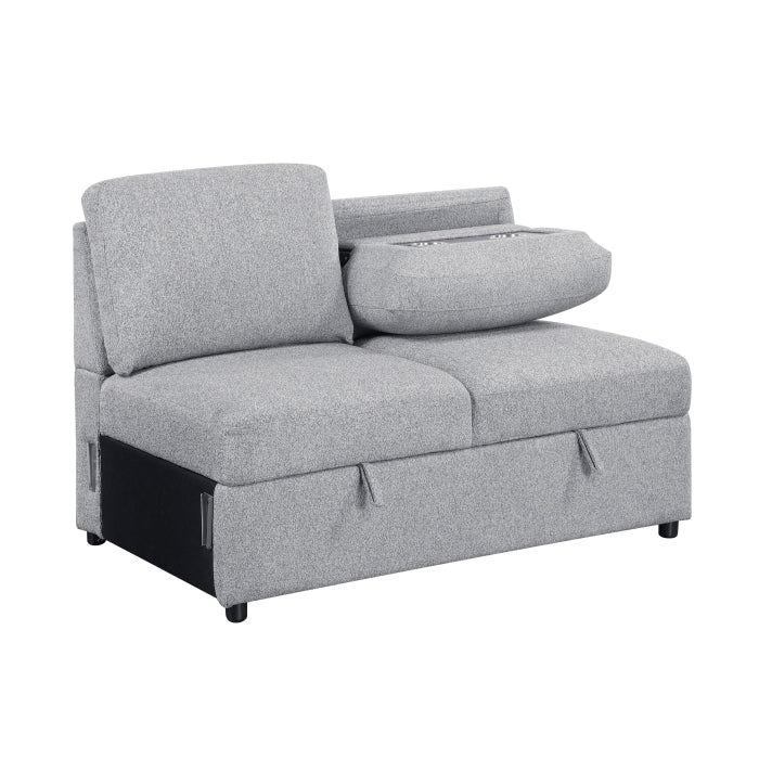 9630GY*3LC2R (3)Sectional with Left Chaise, Pull-out Bed Hidden Storages and Shelves, Charging Ports - 9630GY*3LC2R
