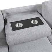 9630GY*3LC2R (3)Sectional with Left Chaise, Pull-out Bed Hidden Storages and Shelves, Charging Ports - 9630GY*3LC2R