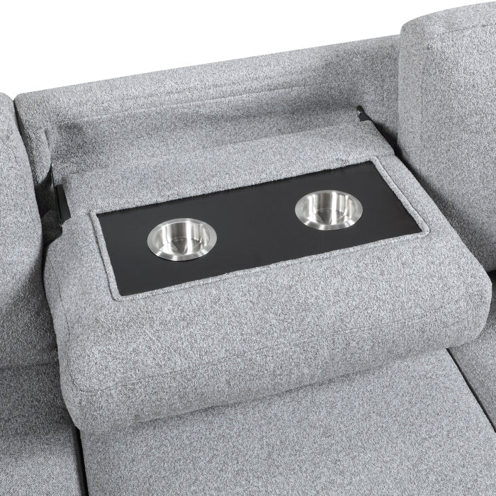 9630GY*3LC2R (3)Sectional with Left Chaise, Pull-out Bed Hidden Storages and Shelves, Charging Ports - 9630GY*3LC2R