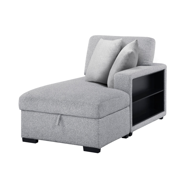 9630GY*42LRC (4)Sectional with Right Chaise, Pull-out Bed, Hidden Storages and Shelves, Charging Ports - 9630GY*42LRC