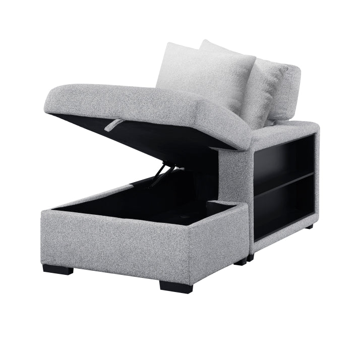 9630GY*42LRC (4)Sectional with Right Chaise, Pull-out Bed, Hidden Storages and Shelves, Charging Ports - 9630GY*42LRC