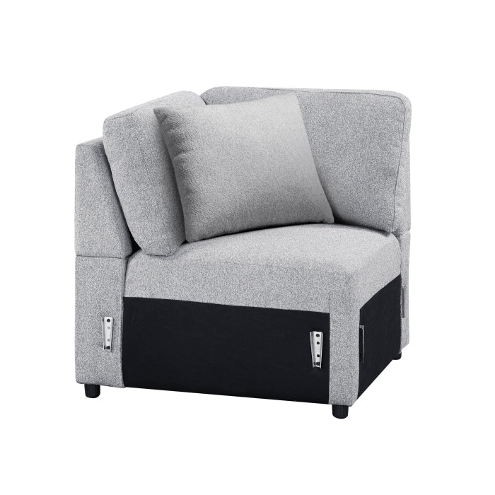 9630GY*4LC2R (4)Sectional with Left Chaise, Pull-out Bed, Hidden Storages  and Shelves, Charging Ports - 9630GY*4LC2R