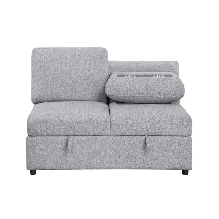 9630GY*4LC2R (4)Sectional with Left Chaise, Pull-out Bed, Hidden Storages  and Shelves, Charging Ports - 9630GY*4LC2R