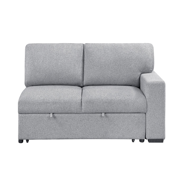 9630GY*4LC2R (4)Sectional with Left Chaise, Pull-out Bed, Hidden Storages  and Shelves, Charging Ports - 9630GY*4LC2R