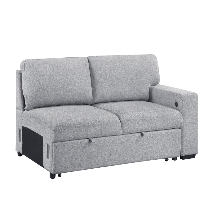 9630GY*4LC2R (4)Sectional with Left Chaise, Pull-out Bed, Hidden Storages  and Shelves, Charging Ports - 9630GY*4LC2R