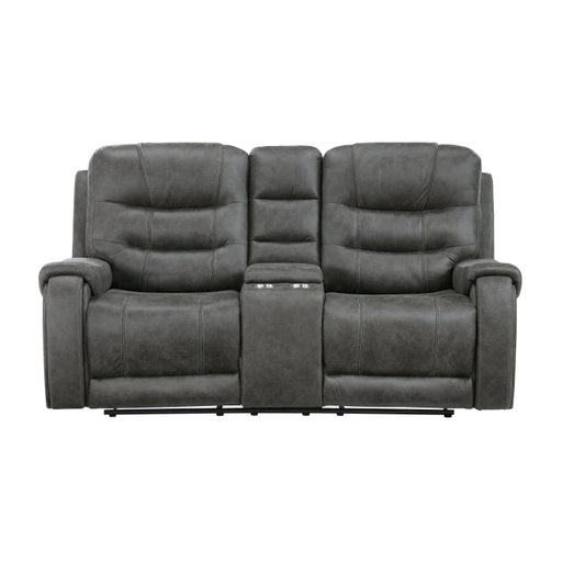 9634DGY-2 Double Reclining Love Seat with Center Console - 9634DGY-2