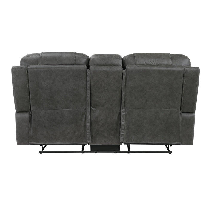 9634DGY-2 Double Reclining Love Seat with Center Console - 9634DGY-2