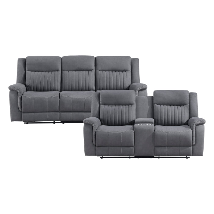 9646GY*2 2pc Set: Sofa, Love - 9646GY*2