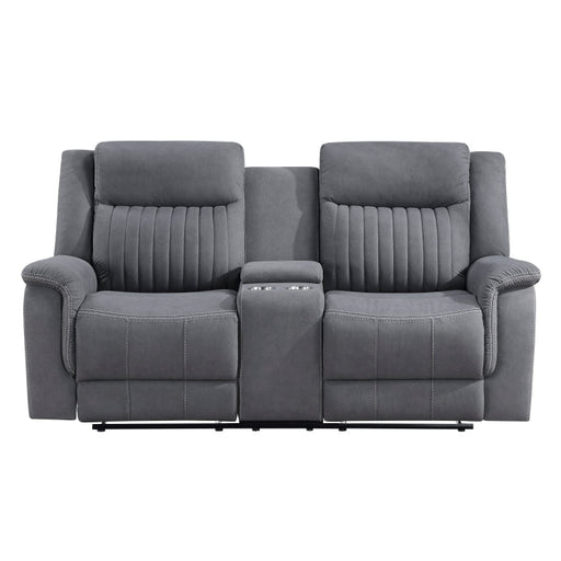 9646GY-2 Double Reclining Love Seat with Center Console - 9646GY-2