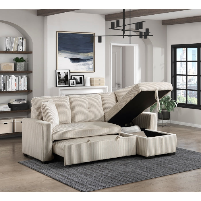 9649BE*SC (3)3-Piece Reversible Sectional with Pull-out Bed and Hidden Storage - 9649BE*SC