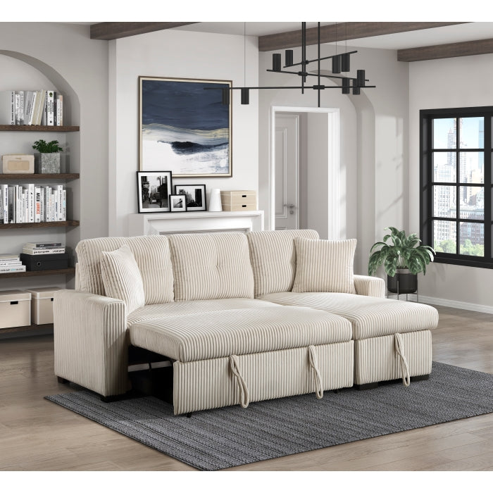 9649BE*SC (3)3-Piece Reversible Sectional with Pull-out Bed and Hidden Storage - 9649BE*SC