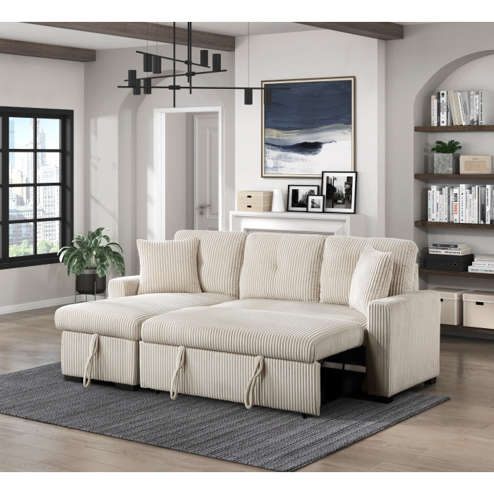 9649BE*SC (3)3-Piece Reversible Sectional with Pull-out Bed and Hidden Storage - 9649BE*SC