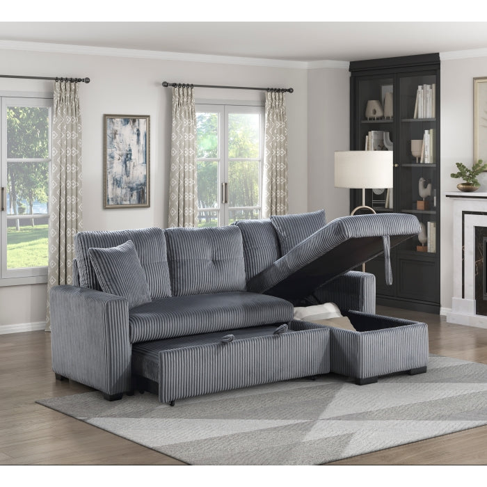 9649DG*SC (3)3-Piece Reversible Sectional with Pull-out Bed and Hidden Storage - 9649DG*SC