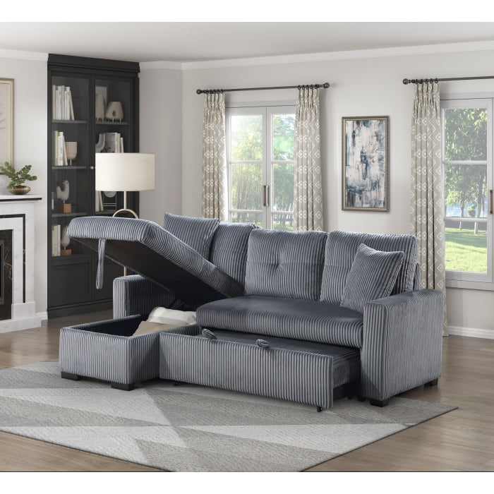 9649DG*SC (3)3-Piece Reversible Sectional with Pull-out Bed and Hidden Storage - 9649DG*SC