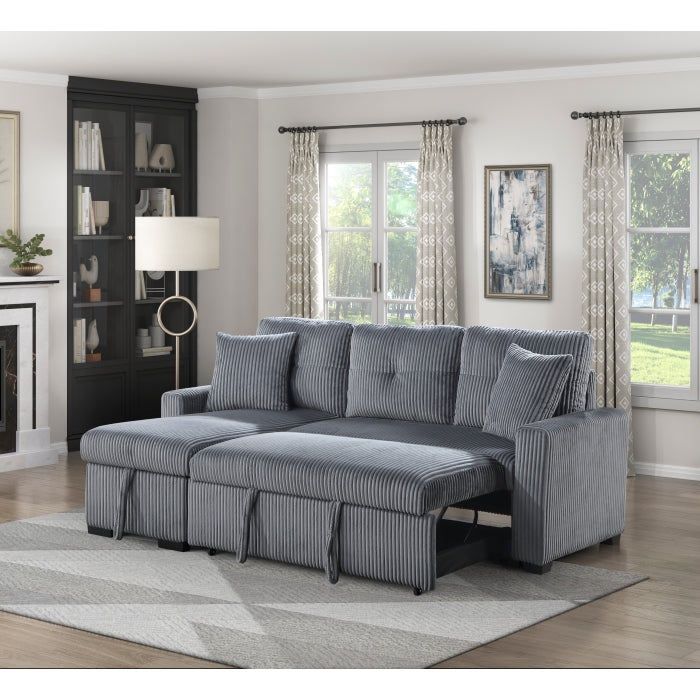9649DG*SC (3)3-Piece Reversible Sectional with Pull-out Bed and Hidden Storage - 9649DG*SC