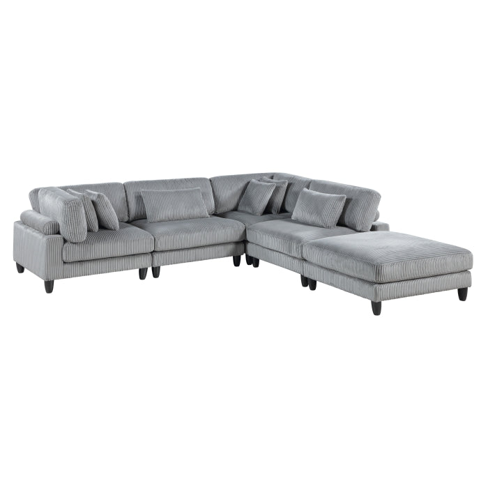 9688GY*52CR2ACOT (5)5-Piece Modular Sectional with Ottoman - 9688GY*52CR2ACOT