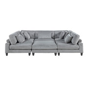 9688GY*62CR3ACOT (6)6-Piece Modular Sectional with Ottoman - 9688GY*62CR3ACOT