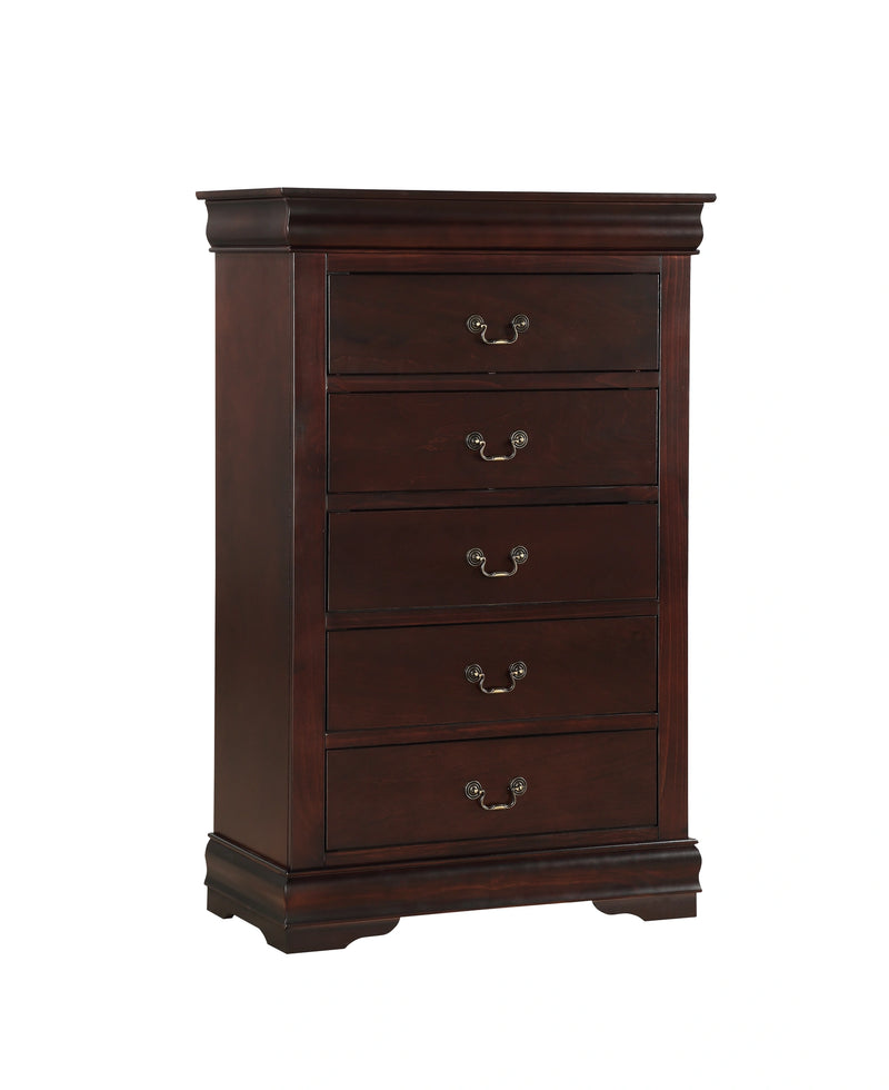 Crown Mark Furniture Louis Philip Drawer Chest in Dark Cherry image