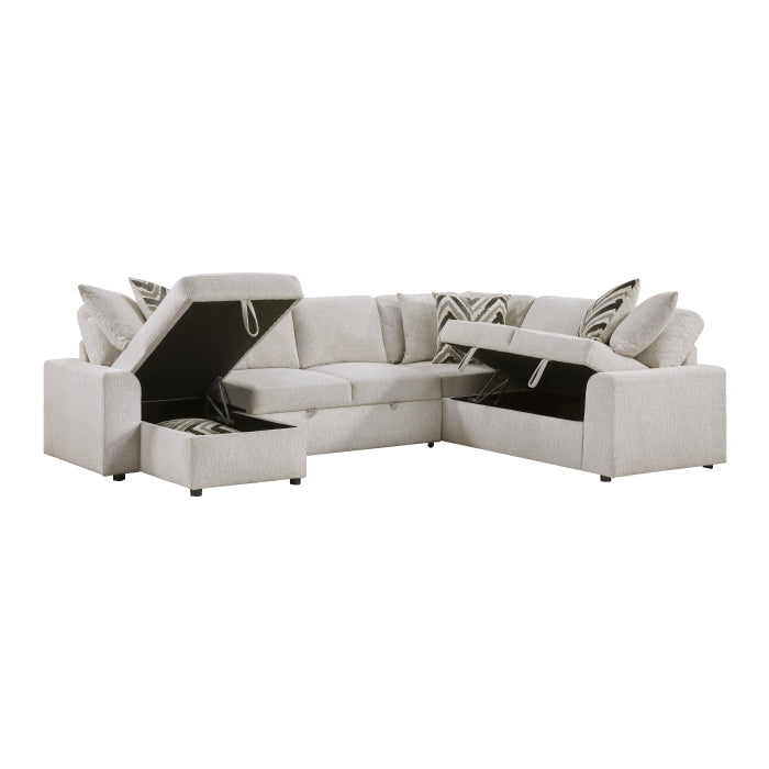 9702BE*3LC3R (3)3-Piece Sectional with Pull-out Bed and Hidden Storage - 9702BE*3LC3R
