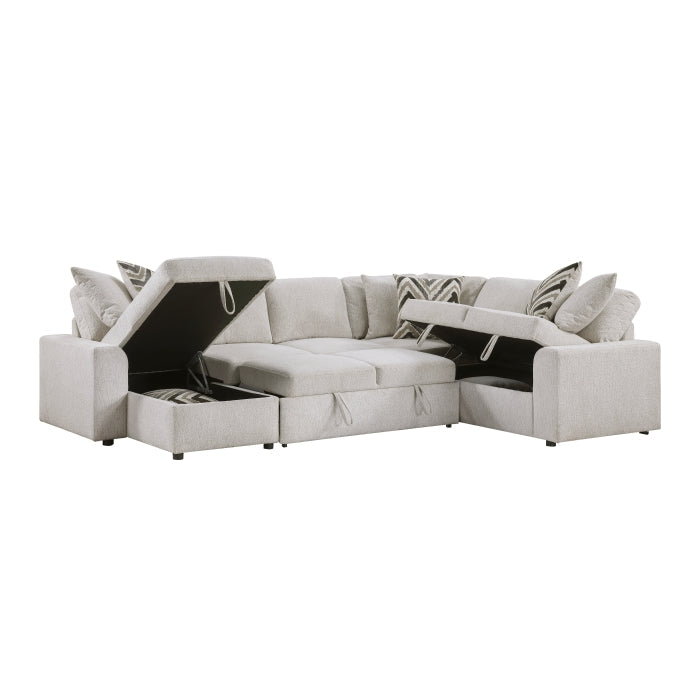9702BE*3LC3R (3)3-Piece Sectional with Pull-out Bed and Hidden Storage - 9702BE*3LC3R