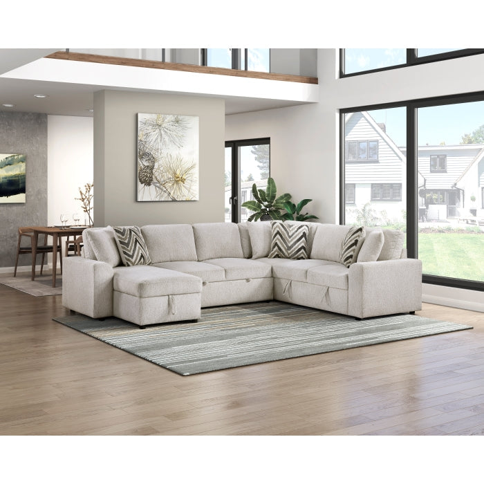 9702BE*3LC3R (3)3-Piece Sectional with Pull-out Bed and Hidden Storage - 9702BE*3LC3R