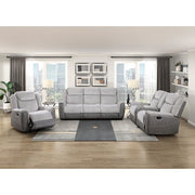 9703GY-2 Double Reclining Love Seat with Center Console - 9703GY-2