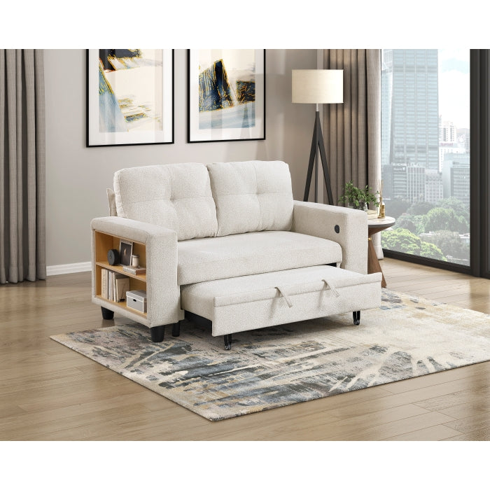 9705BE-2* (2)Love Seat with Pull-out Bed, Shelves and Charging Ports - 9705BE-2*