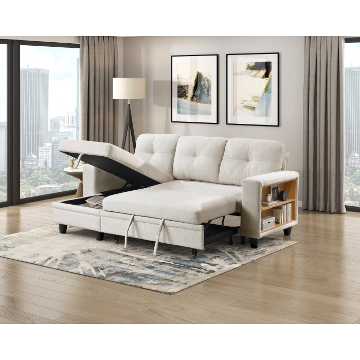 9705BE*32AVC (3)Sectional with Reversible Chaise, Pull-out Bed, Shelves and Charging Ports - 9705BE*32AVC