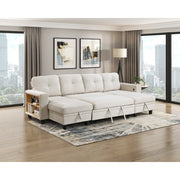 9705BE*42AVC (4)Sectional with Two Chaises, Pull-out Bed, Shelves and Charging Ports - 9705BE*42AVC