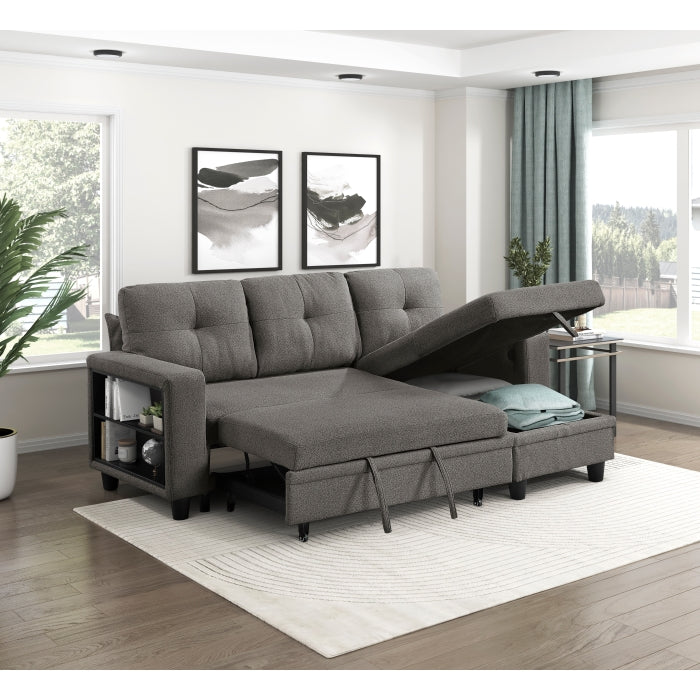 9705DB*32AVC (3)Sectional with Reversible Chaise, Pull-out Bed, Shelves and Charging Ports - 9705DB*32AVC