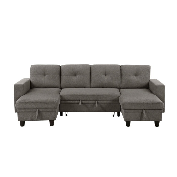 9705DB*42AVC (4)Sectional with Two Chaises, Pull-out Bed, Shelves and Charging Ports - 9705DB*42AVC