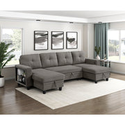9705DB*42AVC (4)Sectional with Two Chaises, Pull-out Bed, Shelves and Charging Ports - 9705DB*42AVC