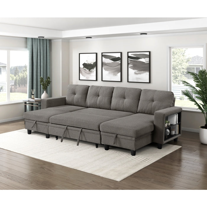 9705DB*42AVC (4)Sectional with Two Chaises, Pull-out Bed, Shelves and Charging Ports - 9705DB*42AVC