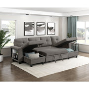 9705DB*42AVC (4)Sectional with Two Chaises, Pull-out Bed, Shelves and Charging Ports - 9705DB*42AVC