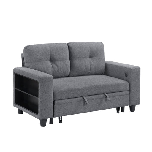 9705GY-2* (2)Love Seat with Pull-out Bed, Shelves and Charging Ports - 9705GY-2*