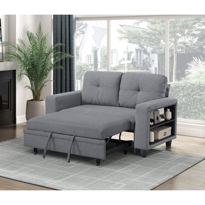 9705GY-2* (2)Love Seat with Pull-out Bed, Shelves and Charging Ports - 9705GY-2*