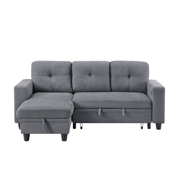 9705GY*32AVC (3)Sectional with Reversible Chaise, Pull-out Bed, Shelves and Charging Ports - 9705GY*32AVC