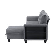 9705GY*32AVC (3)Sectional with Reversible Chaise, Pull-out Bed, Shelves and Charging Ports - 9705GY*32AVC