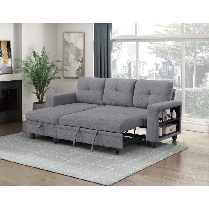9705GY*32AVC (3)Sectional with Reversible Chaise, Pull-out Bed, Shelves and Charging Ports - 9705GY*32AVC
