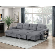 9705GY*42AVC (4)Sectional with Two Chaises, Pull-out Bed, Shelves and Charging Ports - 9705GY*42AVC