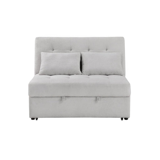 9707GRY-2CL Convertible Armless 2-Seater with Pull-out Bed and Charging Ports - 9707GRY-2CL